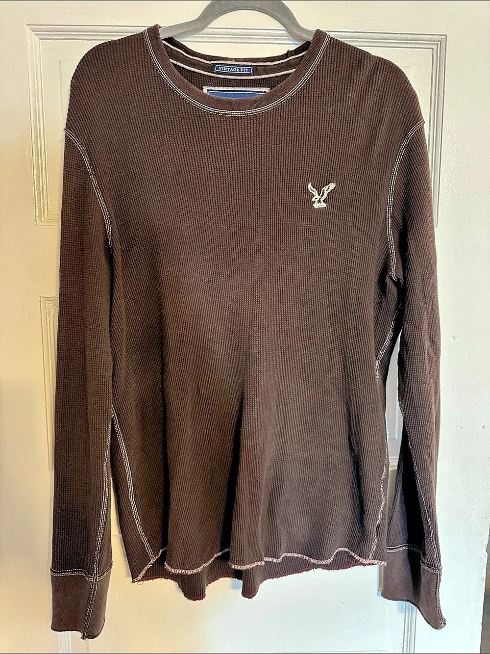 Y2K American Eagle Outfitters Vintage Fit Thermal Waffle Knit Long Sleeve Shirt